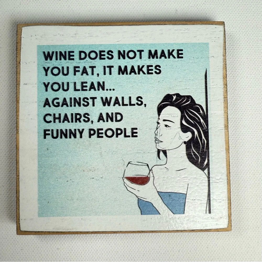 Zumatico Humorous‎ Wooden Wine Coasters with Vintage Illustration Set of 4